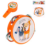 Набор музыкальных инструментов " Рыжий кот " Веселый оркестр-16, в наборе: свисток, бубен, 3,9*26,7*18,9см, пластик, пакет