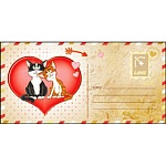 Конверт для денег " Праздник " 445 Без названия- Пара котят, 168*82мм, фольга золотая