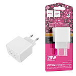 Блок питания сетевой " Hoco " CS13A Ocean, белый, 3,0А, PD, QC, FCP, AFC, 20W, Type-C, пластик (кабель в комплект не входит)