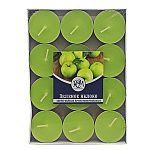 Свеча чайная " РСМ " 24шт Зеленое Яблоко, 39*12,5мм, время горения 3-4часа, картонная упаковка в термо упаковке