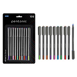 Набор шариковых ручек " Link " Pentonic Silver 10шт 10цв 1мм пластиковый круглый корпус, пулевидный пишущий узел, блистер