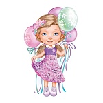 Плакат фигурный " Империя поздравлений " 933 А2 Девочка с шарами, без отделки