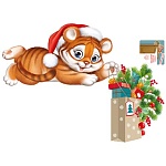 Плакат угловой " Империя поздравлений " 941 А2 Новогодний- С Новым годом! 2022, Тигренок, без отделки