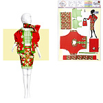 Набор для шитья игрушек " DressYourDoll " Одежда для кукол №1 Клубничная Дебби (Debbie Strawberrie) 13см, уровень сложности 1, состав набора: ткань, с нанесенными деталями одежды, бумажное лекало, пакет, европодвес