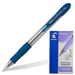 Ручка шариковая автоматическая " Pilot " Super Grip синяя 1,0мм резиновый держатель, чернила на масляной основе, прозрачный корпус, картонная упаковка