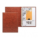 Папка " ДПС " Меню 4 кольцами коричневая 235*320мм, ПВХ