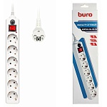 Сетевой фильтр " Buro "  1,8м 6 розеток, 16А, без защитных шторок, защита от короткого замыкания, защита от перегрева, белый