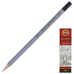 Карандаш ч/гр " Koh-i-Noor " Hardtmuth 2B шестигранный, деревянный, цвет корпуса - серый, заточенный, картонная упаковка