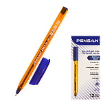 Ручка шариковая " Pensan " Honey Triangle синяя 0,7мм, толщина письма 0,5мм, игольчатый пишущий узел, чернила на масляной основе, оранжевый полупрозрачный трехгранный корпус, колпачок с клипом, картонная упаковка