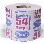 Бумага туалетная 1-слойная " Plushe " 54, 1 рулон со втулкой, 54м, серая, вторичная целлюлоза, h=90мм, d=105мм