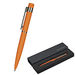 Ручка подарочная шариковая автоматическая " Bruno Visconti " Verona синяя 1,0мм, толщина письма 0,7мм, поворотный механизм, корпус- металл, покрытие soft touch, цвет корпуса оранжевый, металлический клип, подарочная упаковка