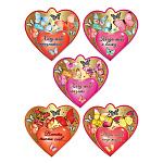 Комплект открыток " Праздник " 070 Валентин- Тебе, 72*76мм, фольга золотая, текст, 5 видов по 10шт