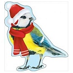 Украшение на скотче " Мир поздравлений " 150 Новогоднее- Синичка в шапочке, 156*156мм