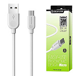 Кабель сетевой USB micro " Borofone " BX14 белый, круглый, 2м, 2,4А, силикон