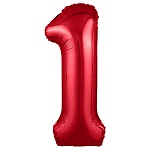 Шар фольгированный " Браво " 40"/102см Цифра-1 красный, в упаковке