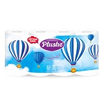 Бумага туалетная 2-слойная " Plushe " Light 8 рулонов со втулкой, 12,5м, белая, целлюлоза, 115*95мм, с перфорацией