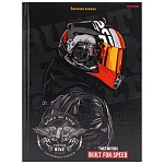 Записная книжка А5 7БЦ 80л " Проф-Пресс " Дерзкий мотоциклист, клетка, обложка - глянцевый ламинированный картон, сшивка, лен