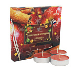 Свеча чайная ароматизированная " РСМ " 9шт Яблочный Штрудель, 39*12,5мм время горения 3-4часа, картонная упаковка