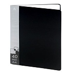 Папка 40файлов " Бюрократ " А4 черный, пластик 0,65мм, торцевой карман с бумажной вставкой