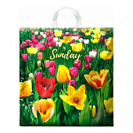 Пакет ПЭ " Интерпак " с петлевой ручкой ПВД, 40*42см 45мкм Поле тюльпанов