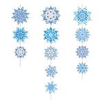 Набор оформительский " Мир открыток " 8-15 Новогодний- Новогодние снежинки, в наборе: 3 подвески из серебряных шнуров и декоративных снежинок с блестками