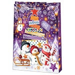 Пакет Новогодний бумажный " Мир открыток " 26*32,7*13,5см Снеговики с подарками, ламинированный