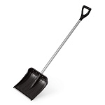 Лопата снегоуборочная 37,5*37,5см, пластиковая, высота - 130см, с алюминиевым черенком и наконечником