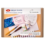 Набор художественных материалов " Сонет " Акрил 8 предметов состав набора: набор акриловых красок - 12 туб по 10мл, лак акриловый глянцевый 100мл, замедлитель высыхания акриловых красок 100мл, холст на картоне 25*35см, кисть синтетика круглая короткая руч