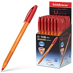 Ручка шариковая " Erich Krause " U-108 Orange Stick Ultra Glide Technology красная 1,0мм, толщина письма 0,3мм, трехгранная, игольчатый пишущий узел, рифленый держатель, одноразовая, оранжевый корпус, картонная упаковка