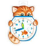 Плакат фигурный " Мир открыток " 0-35 А4 Учимся определять время. Циферблат с рыбкой, 278*386мм