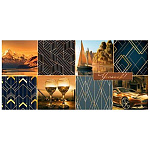 Конверт для денег " Мир открыток " 2-17 Мужской- Успехов! Горы, бокалы, машина, яхта, 165*85мм, золотая фольга, текст