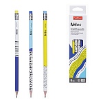 Набор карандашей ч/гр " Hatber " Notes НВ с ластиком, круглые, деревянные, заточенные, 3 дизайна, картонная упаковка