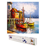 Картина алмазная " Mazari " 30*30см Домик у моря, состав набора: холст, стразы, стилус, желеобразный клей, лоток, частичная выкладка, картонная упаковка