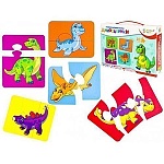 Пазлы " Рыжий кот " Bright Kids. развивающие 24элемента Динозаврики, картонная упаковка 24*18*4,5см