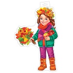 Плакат фигурный " Мир открыток " 0-35 А4 Девочка с осенним букетом, 377*519мм