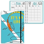 Записная книжка А5+ спираль 96л " Феникс " Это моя жизнь. В ритме музыки, твердый переплет под матовой пленкой, резинка, белый офсет 65г/м2, печать в 2 краски, 1лист с цветными наклейками, 170*215мм