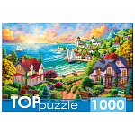 Пазлы " TOPpuzzle " 1000элементов Деревня у моря, 68,5*48,5см, картонная упаковка 19*15,1*6,5см