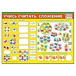 Плакат " Мир поздравлений " 450 А4 Учись считать. Сложение, ламинация, пиши- стирай
