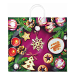 Пакет Новогодний ПЭ " Интерпак " с пластиковой ручкой ПВД, 37*34см 80мкм Печенье