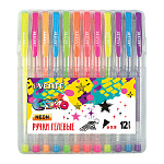 Набор гелевых ручек " deVente " Cosmo Fluo флуоресцентный неоновый 12цв, 0,8мм, прозрачный корпус, пластиковая упаковка, европодвес