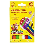 Фломастеры " Каляка-Маляка " 7цв + поглотитель, смываемые, утолщеные, круглые, на водной основе, вентилируемый колпачок, картонная упаковка, европодвес