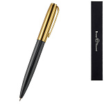 Ручка подарочная шариковая автоматическая " Bruno Visconti " Napoli синяя 1,0мм, толщина письма 0,7мм, поворотный механизм, металлический корпус, покрытие glossy pro, цвет корпуса черный/золотой, металлический клип, картонная упаковка