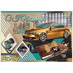 Открытка " Праздник " 880 С Юбилеем! Автомобиль и мужские аксессуары, 344*242мм, фольга золотая, текст, конверт