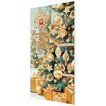 Открытка " Мир открыток " 2-01 Евро Новогодняя- Счастья и удачи в Новом году, герб, наряженная елка, 105*210мм, золотая фольга, рельеф, без текста