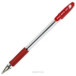 Ручка шариковая " Pilot " Fine красная 0,7мм резиновый держатель, чернила на масляной основе, прозрачный корпус, картонная упаковка