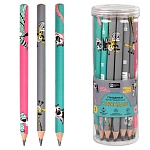 Карандаш ч/гр " Феникс " Экзотические друзья НВ, трехгранный, деревянный, заточенный, утолщенный, пластиковый тубус