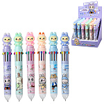 Ручка шариковая автоматическая " Mazari " Лабубу 10цв, 0,7мм, пулевидный пишущий узел, пластиковый корпус, цвет корпуса - ассорти 6 дизайнов, картонный дисплей