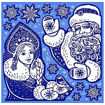 Наклейки " Мир открыток " 8-37 Новогодние- Дед Мороз и Снегурочка, снежинки, пластизоль, 330*335мм