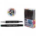 Набор маркеров " Mazari " для скетчинга Fantasia Pastel colors (пастельные цвета)  12цв 3-6,2мм, пулевидный/скошенный, 2-х сторонние, ПВХ упаковка