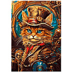 Картина по номерам " Lori " 28,5*20см Кот-стимпанк, состав набора: основа на картоне с контуром, акриловые краски, кисть, вспомогательный лист, акриловый лак